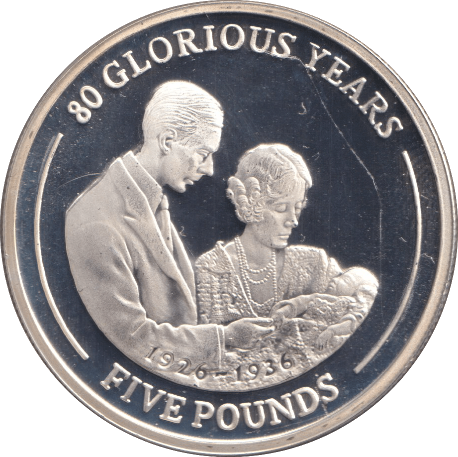 Silver World 2006 FIVE POUNDS SILVER PROOF 80 GLORIOUS YEARS SILVER WORLD COINS ...