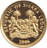 2006 GOLD CHRISTOPHER COLUMBUS SIERRA LEONE 1/25 OUNCE - GOLD WORLD COINS - Cambridgeshire Coins