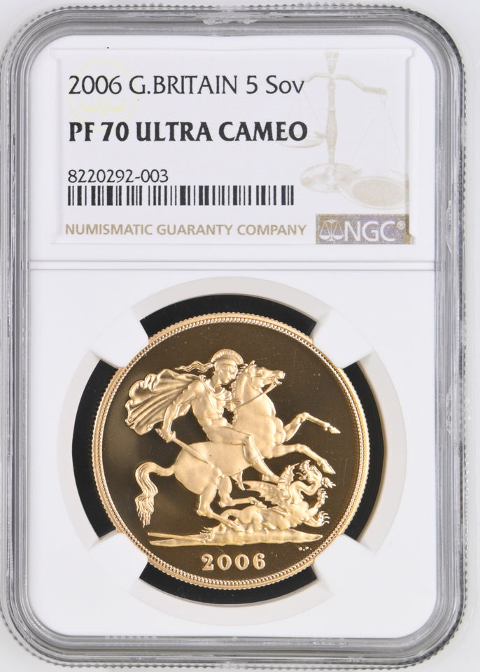 2006 GOLD PROOF £5 SOVEREIGN ( NGC ) PF 70 ULTRA CAMEO - NGC GOLD COINS - Cambridgeshire Coins