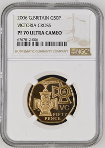 2006 GOLD PROOF 50P VICTORIA CROSS ( NGC ) PF 70 ULTRA CAMEO - NGC GOLD COINS - Cambridgeshire Coins