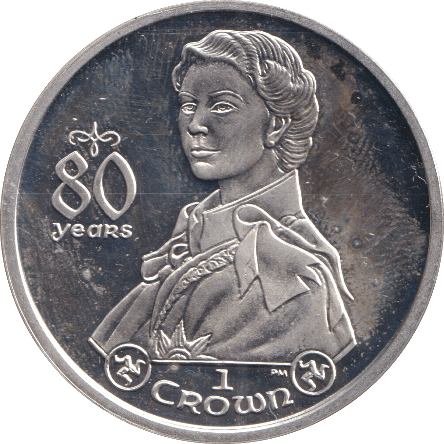 2006 ONE CROWN ISLE OF MAN 80 YEARS - SILVER WORLD COINS - Cambridgeshire Coins