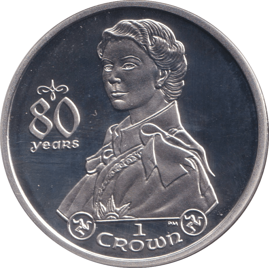2006 ONE CROWN ISLE OF MAN 80 YEARS - SILVER WORLD COINS - Cambridgeshire Coins