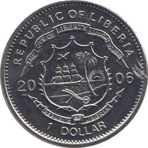 2006 ONE DOLLAR LIBERIA F328 - SILVER WORLD COINS - Cambridgeshire Coins