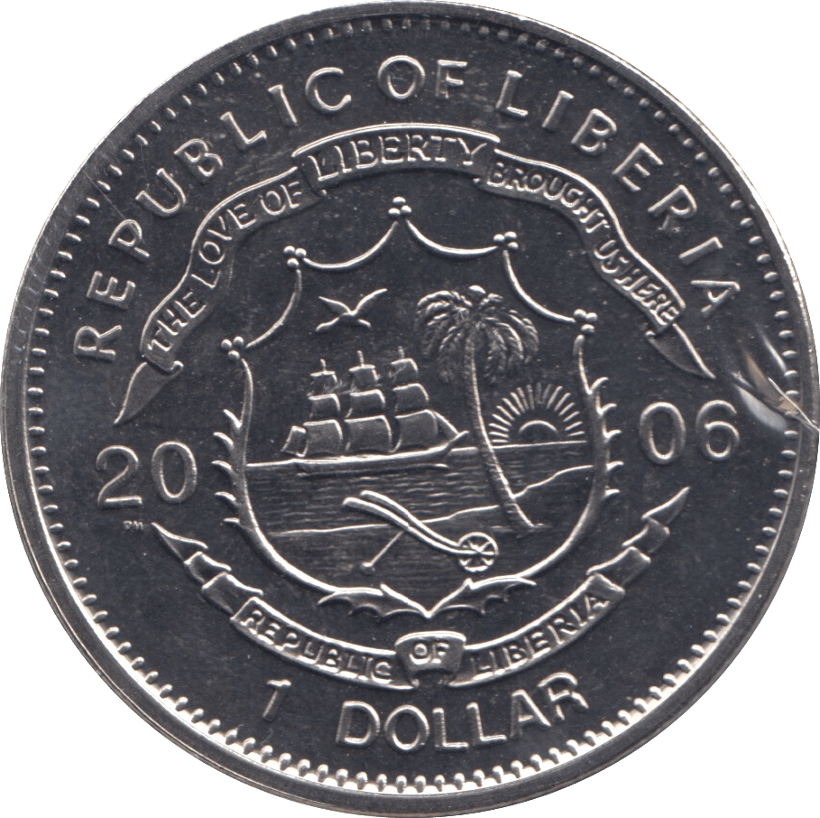 2006 ONE DOLLAR LIBERIA F328 - SILVER WORLD COINS - Cambridgeshire Coins