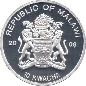 2006 SILVER .925 BABY AND MOTHER QUEEN 80TH BDAY ANNIV. 10 KWACHI MALAWI - SILVER PROOF - Cambridgeshire Coins