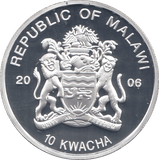 2006 SILVER .925 BABY AND MOTHER QUEEN 80TH BDAY ANNIV. 10 KWACHI MALAWI - SILVER PROOF - Cambridgeshire Coins