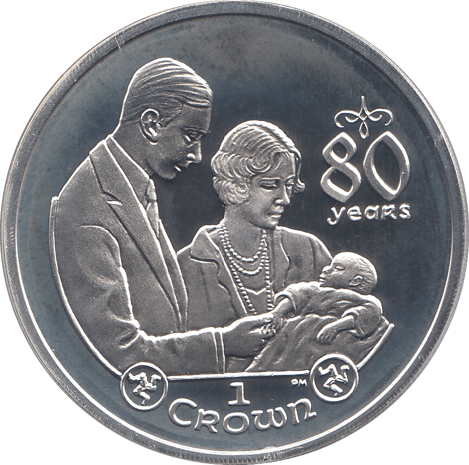2006 SILVER .925 BABY ELIZABETH QUEEN 80TH BDAY ONE CROWN ISLE OF MAN - SILVER PROOF - Cambridgeshire Coins