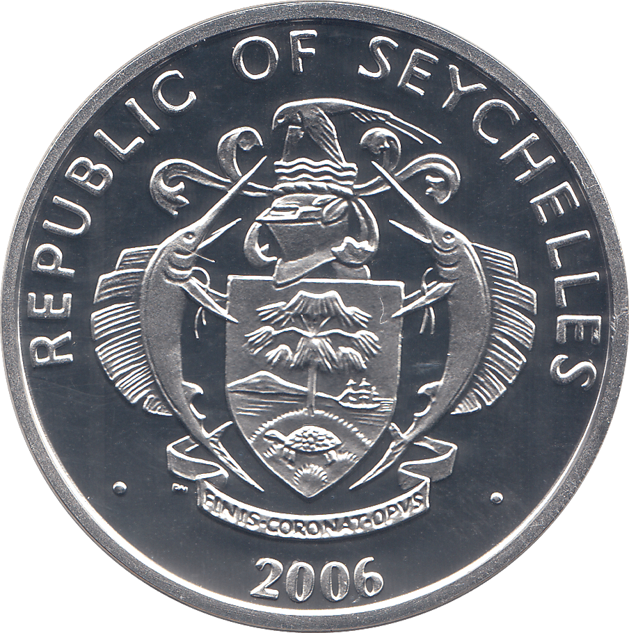 2006 SILVER .925 CHURCHILL AND QUEEN 80TH BDAY ANNIV. 25 RUPEES SEYCHELLES - SILVER PROOF - Cambridgeshire Coins