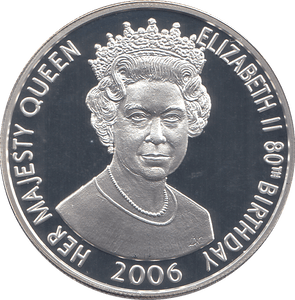 2006 SILVER .925 CROWN QUEEN 80TH BDAY ANNIV. 50 PENCE ASCENSION ISLAND - SILVER PROOF - Cambridgeshire Coins