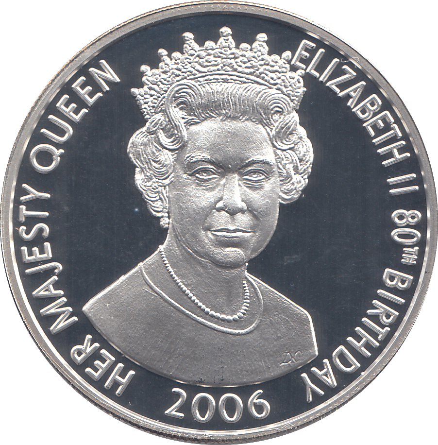 2006 SILVER .925 CROWN QUEEN 80TH BDAY ANNIV. 50 PENCE ASCENSION ISLAND - SILVER PROOF - Cambridgeshire Coins