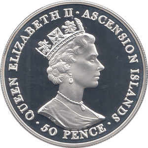 2006 SILVER .925 CROWN QUEEN 80TH BDAY ANNIV. 50 PENCE ASCENSION ISLAND - SILVER PROOF - Cambridgeshire Coins