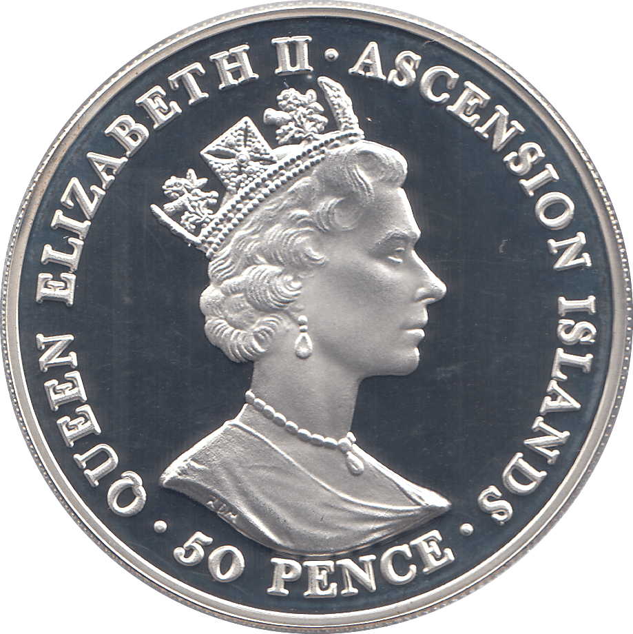 2006 SILVER .925 CROWN QUEEN 80TH BDAY ANNIV. 50 PENCE ASCENSION ISLAND - SILVER PROOF - Cambridgeshire Coins
