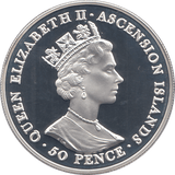 2006 SILVER .925 CROWN QUEEN 80TH BDAY ANNIV. 50 PENCE ASCENSION ISLAND - SILVER PROOF - Cambridgeshire Coins