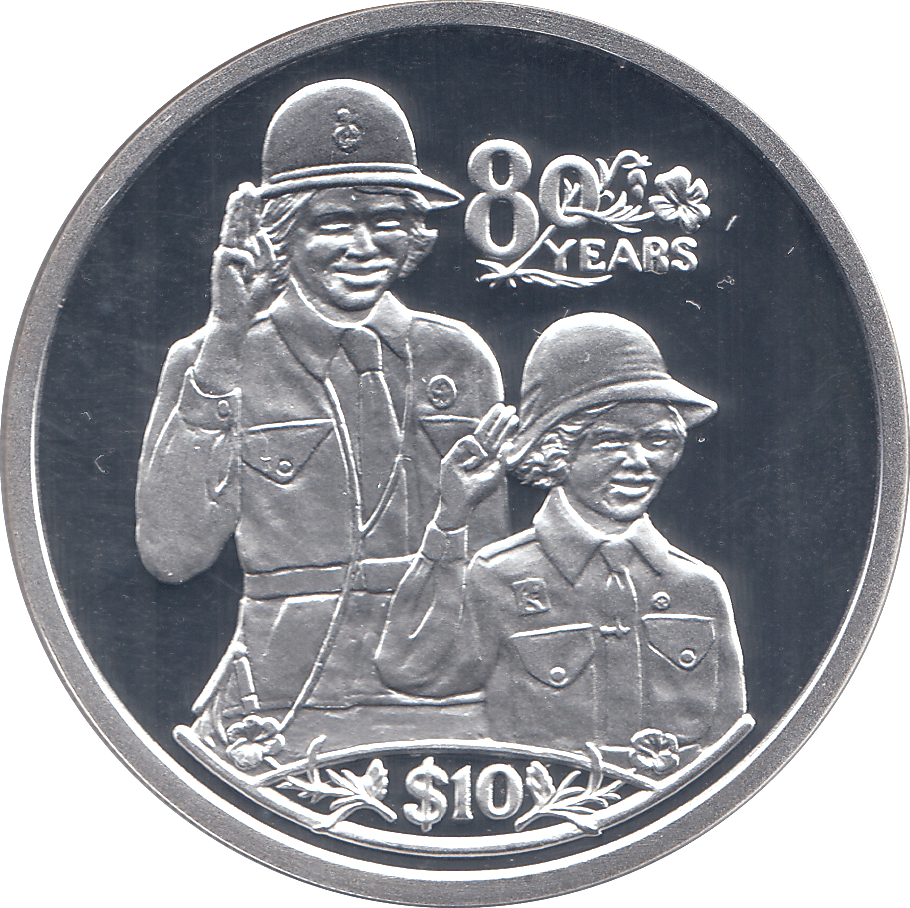 2006 SILVER .925 GIRL SCOUTS QUEEN 80TH BDAY TEN DOLLARS LIBERIA - SILVER PROOF - Cambridgeshire Coins