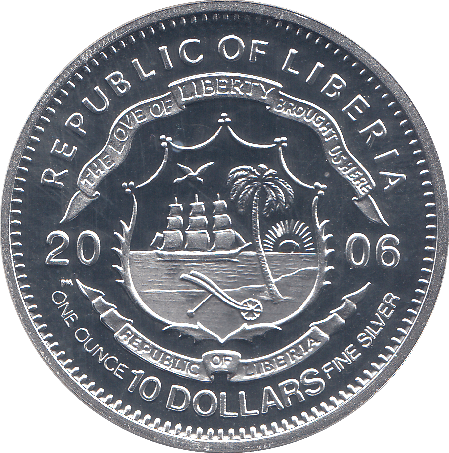 2006 SILVER .925 GIRL SCOUTS QUEEN 80TH BDAY TEN DOLLARS LIBERIA - SILVER PROOF - Cambridgeshire Coins