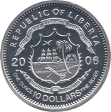 2006 SILVER .925 PRINCESS AS COLONEL QUEEN 80TH BDAY TEN DOLLARS LIBERIA - SILVER PROOF - Cambridgeshire Coins