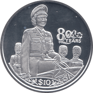 2006 SILVER .925 PRINCESS AS COLONEL QUEEN 80TH BDAY TEN DOLLARS LIBERIA - SILVER PROOF - Cambridgeshire Coins
