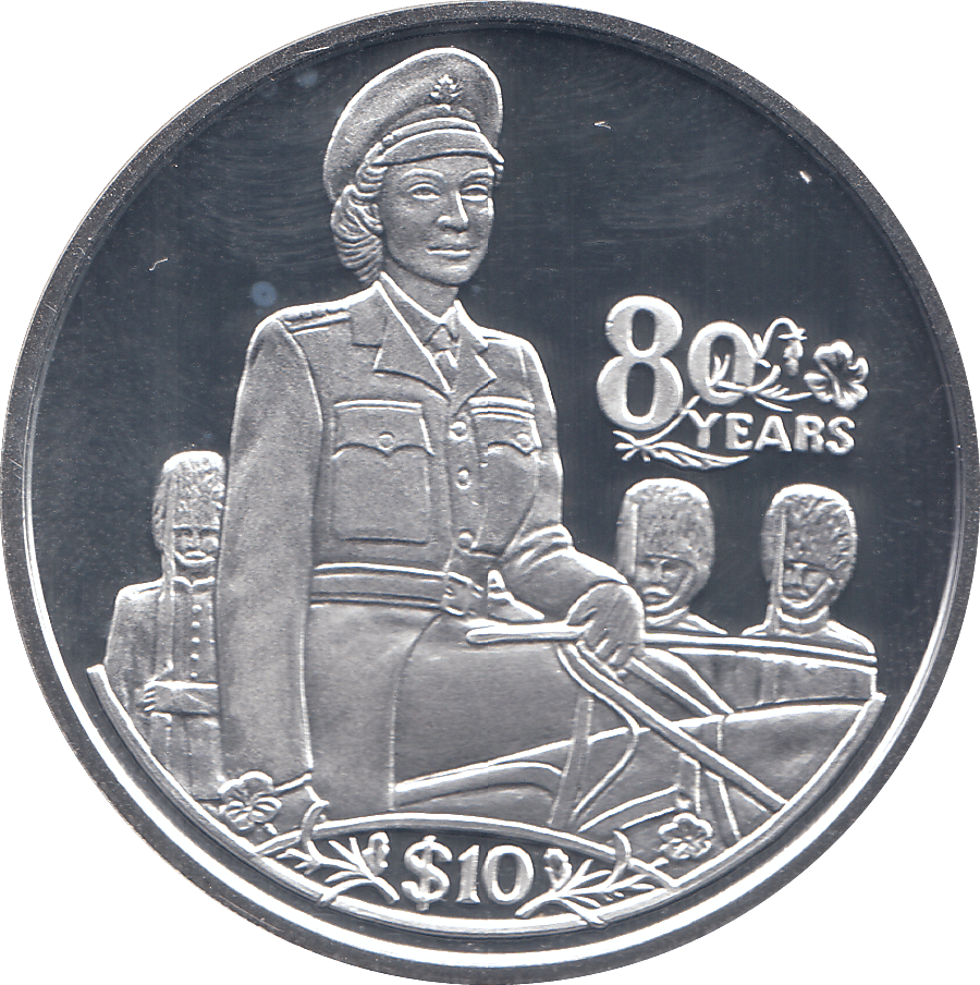 2006 SILVER .925 PRINCESS AS COLONEL QUEEN 80TH BDAY TEN DOLLARS LIBERIA - SILVER PROOF - Cambridgeshire Coins