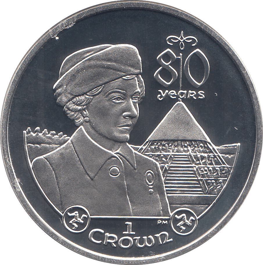 2006 SILVER .925 PYRAMID QUEEN 80TH BDAY ONE CROWN ISLE OF MAN - SILVER PROOF - Cambridgeshire Coins