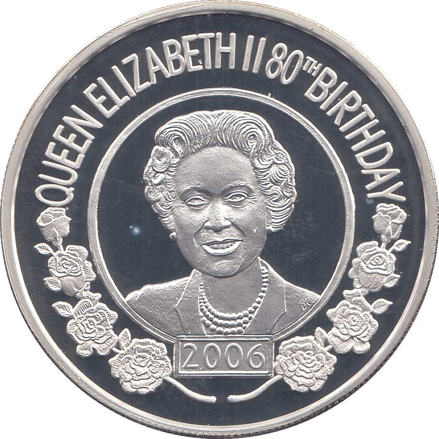 2006 SILVER .925 QUEEN 80TH BDAY ANNIV. 50 PENCE ST HELENA - SILVER PROOF - Cambridgeshire Coins