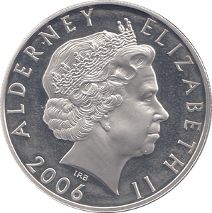 2006 SILVER .925 QUEEN 80TH BDAY ANNIV. FIVE POUNDS ALDERNEY - SILVER PROOF - Cambridgeshire Coins