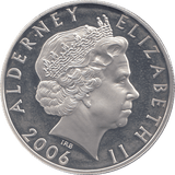 2006 SILVER .925 QUEEN 80TH BDAY ANNIV. FIVE POUNDS ALDERNEY - SILVER PROOF - Cambridgeshire Coins