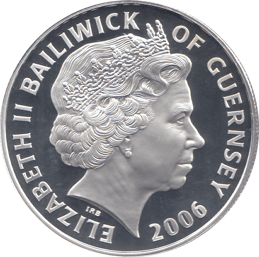 2006 SILVER .925 QUEEN 80TH BDAY FIVE POUNDS GUERNSEY - SILVER PROOF - Cambridgeshire Coins