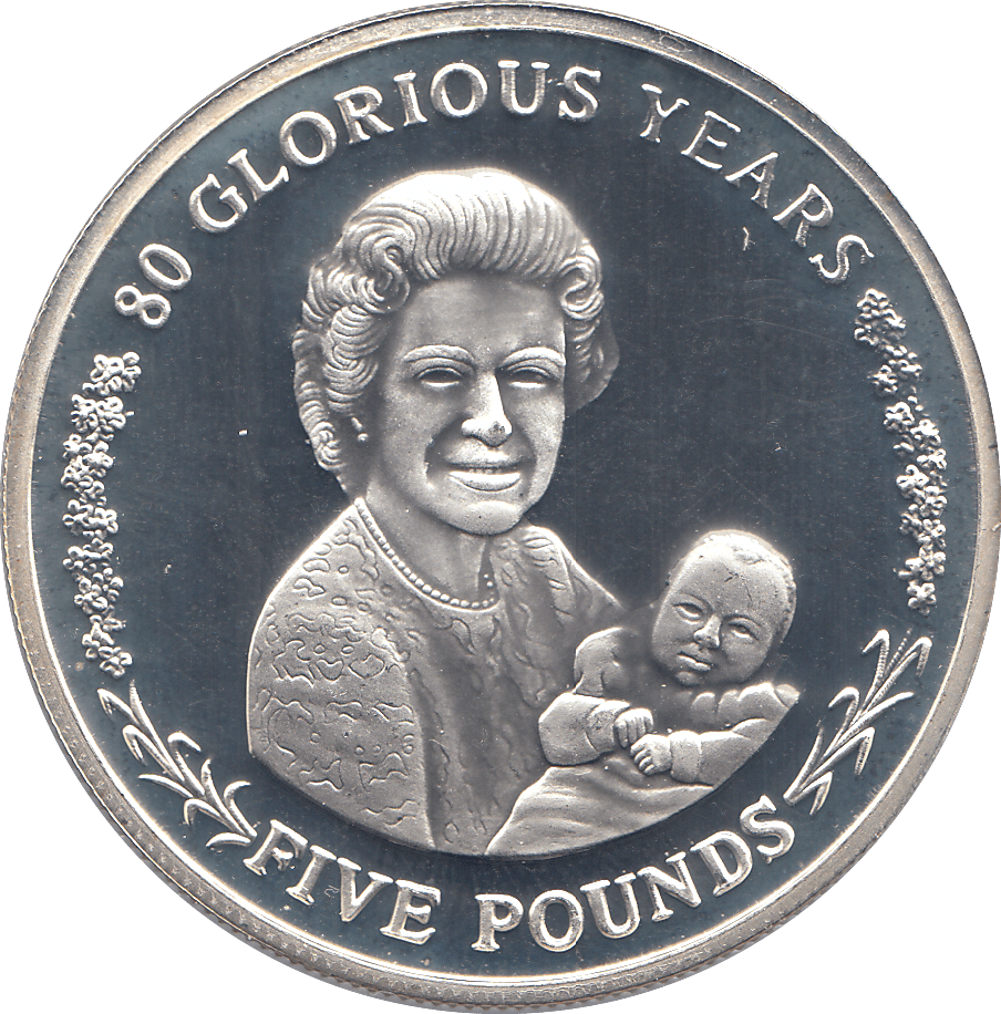 2006 SILVER .925 QUEEN LIKE GRANDMOTHER 80 GLORIOUS YRS FIVE POUNDS GIBRALTAR - Silver Proof - Cambridgeshire Coins