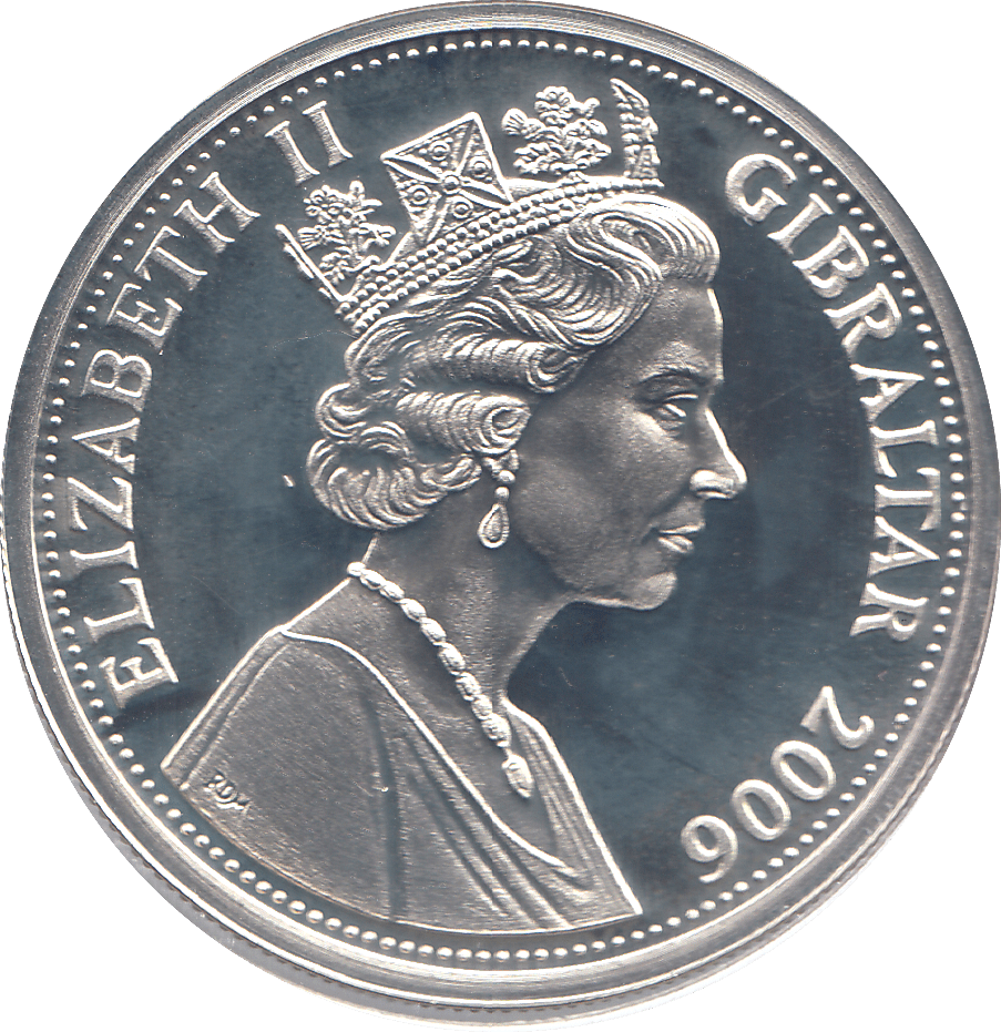 2006 SILVER .925 QUEEN RIDING A HORSE 80 GLORIOUS YEARS FIVE POUNDS GIBRALTAR - Silver Proof - Cambridgeshire Coins