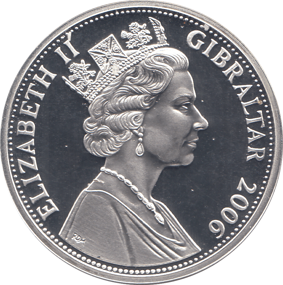 2006 SILVER .925 QUEEN SCEPTRE AND ORB 80 GLORIOUS YEARS FIVE POUNDS GIBRALTAR - Silver Proof - Cambridgeshire Coins