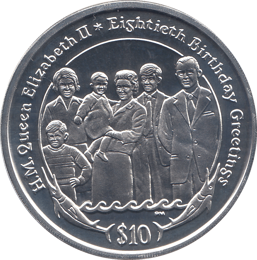 2006 SILVER .925 ROYAL FAMILY QUEEN 80TH BDAY TEN DOLARS VIRGIN ISLANDS - Silver Proof - Cambridgeshire Coins
