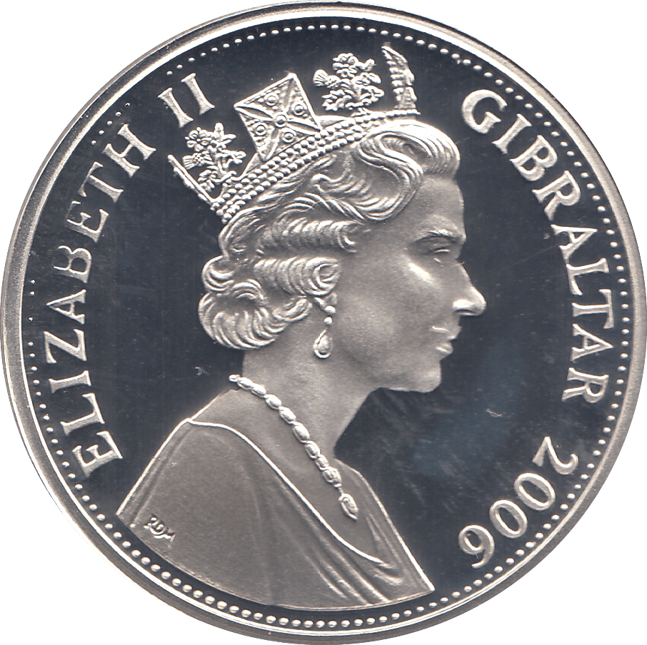 2006 SILVER .925 ROYAL FAMILY QUEEN 80TH GLORIOUS YRS FIVE POUNDS GIBRALTAR - SILVER PROOF - Cambridgeshire Coins