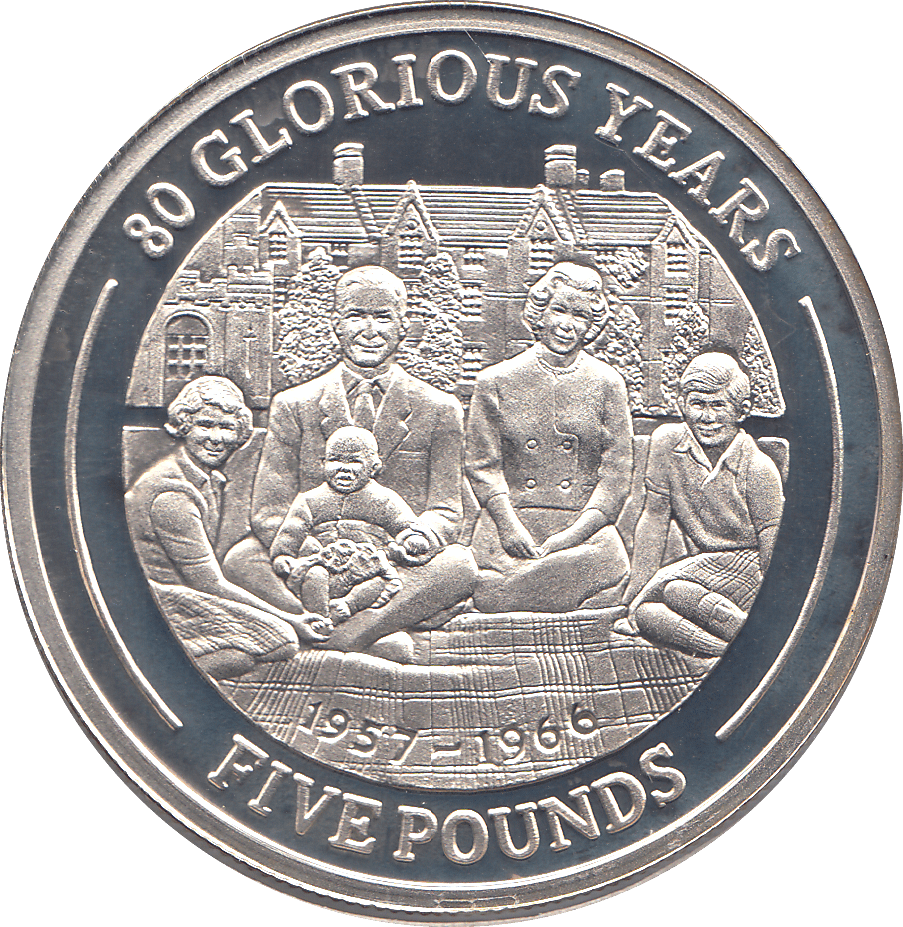 2006 SILVER .925 ROYAL FAMILY QUEEN 80TH GLORIOUS YRS FIVE POUNDS GIBRALTAR - SILVER PROOF - Cambridgeshire Coins