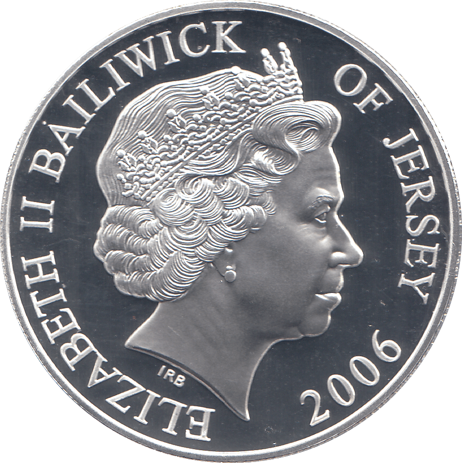 2006 SILVER .925 YOUNG QUEEN 80TH BDAY ANNIV. FIVE POUNDS JERSEY - SILVER PROOF - Cambridgeshire Coins