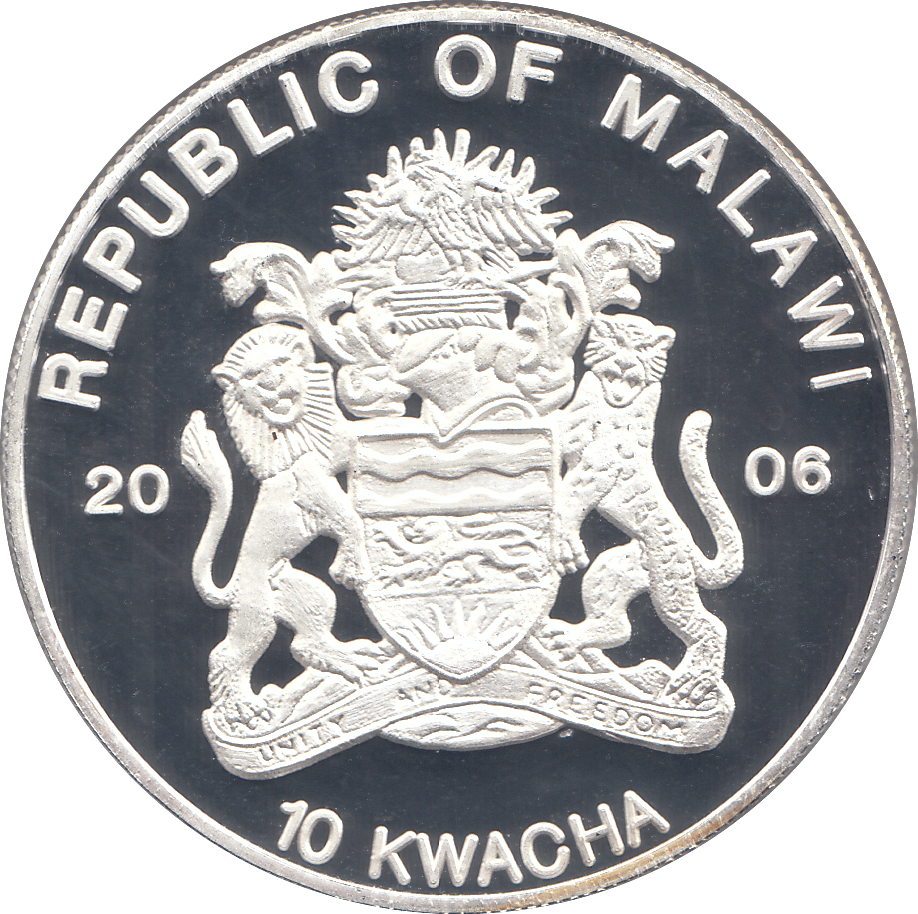 2006 SILVER .999 QUEEN RIDING A HORSE 80TH.BDAY 10 KWACHA REP.OF MALAWI - Silver Proof - Cambridgeshire Coins