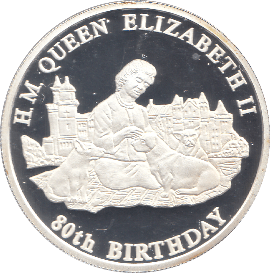 2006 SILVER .999 QUEEN WITH HER CORGI DOGS 80TH.BDAY 10 KWACHA REP.OF MALAWI - Silver Proof - Cambridgeshire Coins
