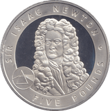 2006 SILVER FIVE POUNDS ALDERNEY SIR ISAAC NEWTON - SILVER WORLD COINS - Cambridgeshire Coins