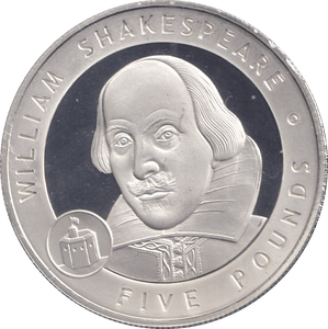 2006 SILVER FIVE POUNDS ALDERNEY WILLIAM SHAKESPEARE - SILVER WORLD COINS - Cambridgeshire Coins