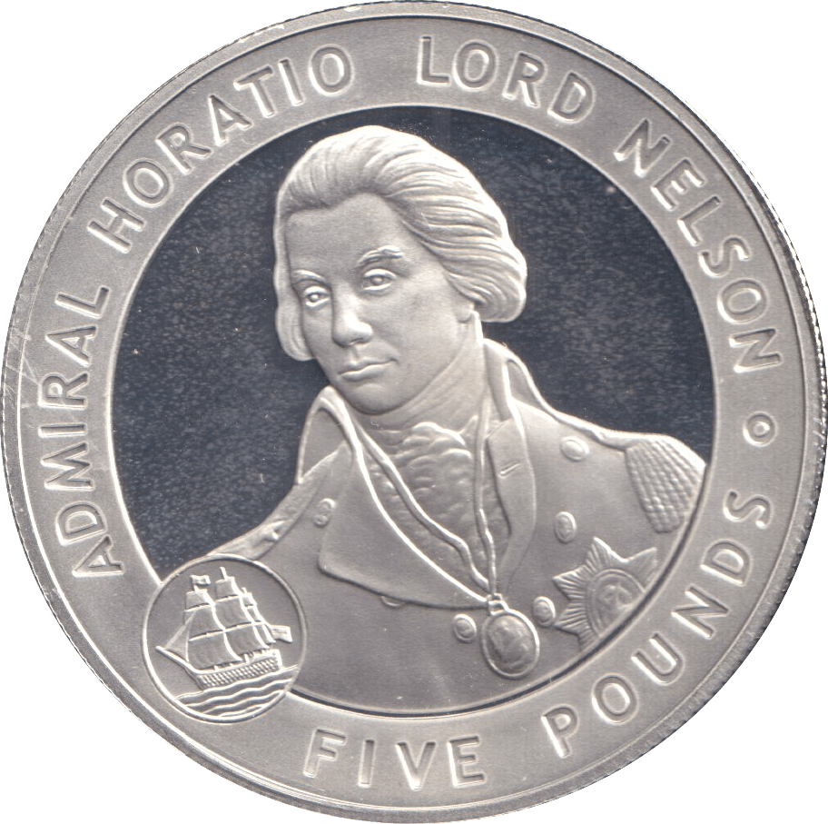 2006 SILVER FIVE POUNDS BAILIWICK OF GUERNSEY ADMIRAL HORATIO LORD NELSON - SILVER WORLD COINS - Cambridgeshire Coins
