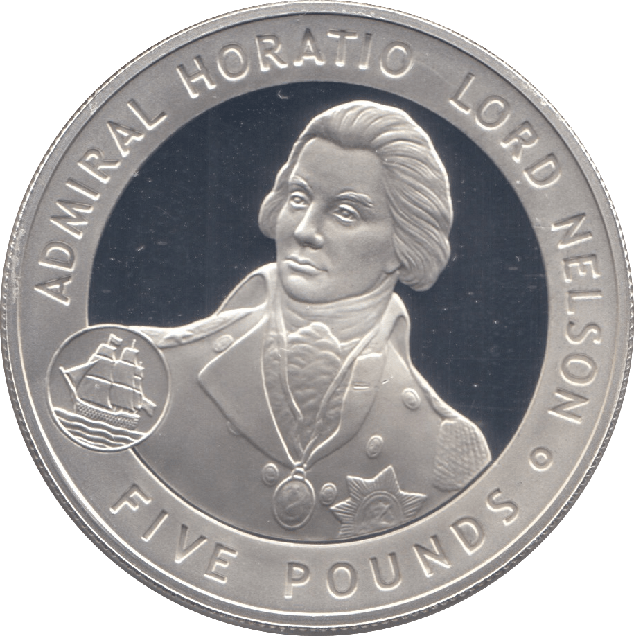 2006 SILVER FIVE POUNDS BAILIWICK OF GUERNSEY ADMIRAL HORATIO LORD NELSON - SILVER WORLD COINS - Cambridgeshire Coins