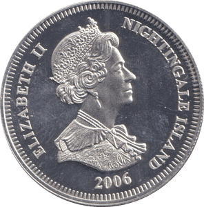2006 SILVER ONE CROWN NIGHTINGALE ISLAND QUEEN 80TH BIRTHDAY - SILVER WORLD COINS - Cambridgeshire Coins