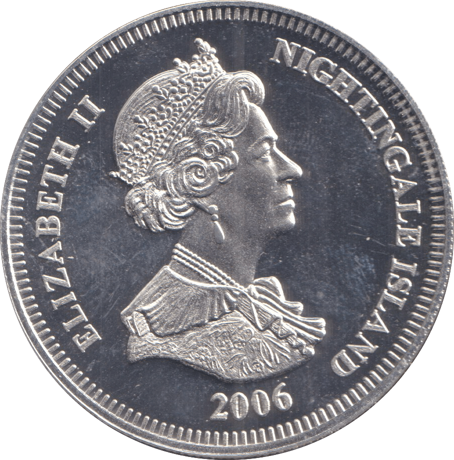2006 SILVER ONE CROWN NIGHTINGALE ISLAND QUEEN 80TH BIRTHDAY - SILVER WORLD COINS - Cambridgeshire Coins