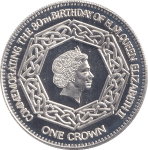 2006 SILVER ONE CROWN NIGHTINGALE ISLAND QUEEN 80TH BIRTHDAY - SILVER WORLD COINS - Cambridgeshire Coins
