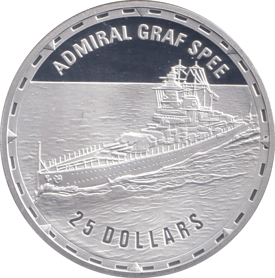2006 SILVER PROOF 25 DOLLAR ADMIRAL GRAF SPEE SOLOMON ISLANDS - SILVER WORLD COINS - Cambridgeshire Coins