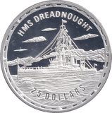 2006 SILVER PROOF 25 DOLLAR HMS DREADNOUGHT SOLOMON ISLANDS - SILVER WORLD COINS - Cambridgeshire Coins