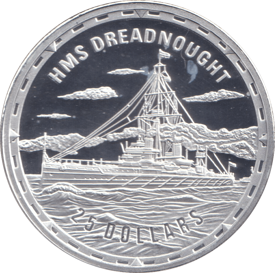2006 SILVER PROOF 25 DOLLAR HMS DREADNOUGHT - SILVER WORLD COINS - Cambridgeshire Coins
