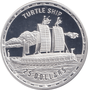 2006 SILVER PROOF 25 DOLLAR TURTLE SHIP SOLOMON ISLANDS - SILVER WORLD COINS - Cambridgeshire Coins