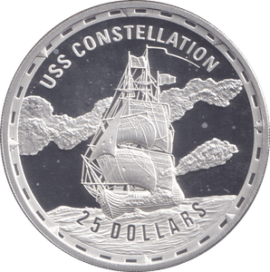 2006 SILVER PROOF 25 DOLLAR USS CONSTELLATION SOLOMON ISLANDS - SILVER WORLD COINS - Cambridgeshire Coins