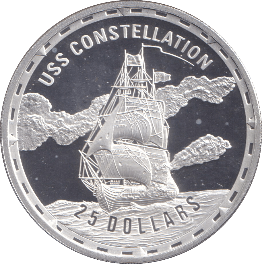 2006 SILVER PROOF 25 DOLLAR USS CONSTELLATION SOLOMON ISLANDS - SILVER WORLD COINS - Cambridgeshire Coins