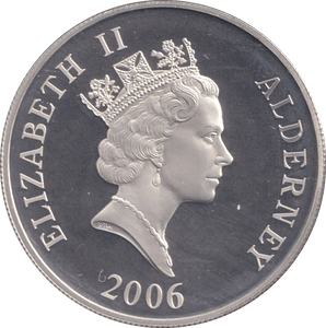 2006 SILVER PROOF FIVE POUND ALDERNEY - SILVER WORLD COINS - Cambridgeshire Coins